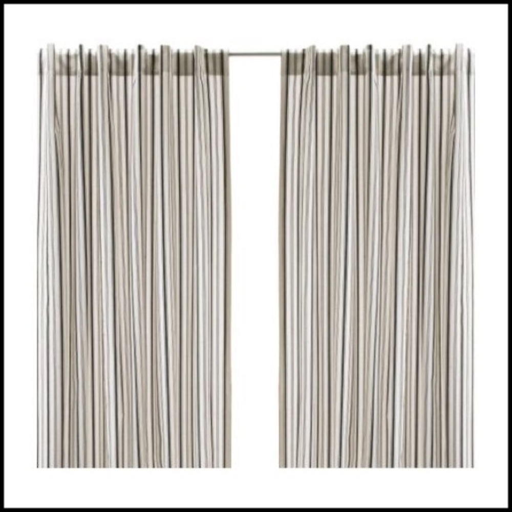 IKEA Sophisticated Gray Accents Curtains with Vertical Stripes